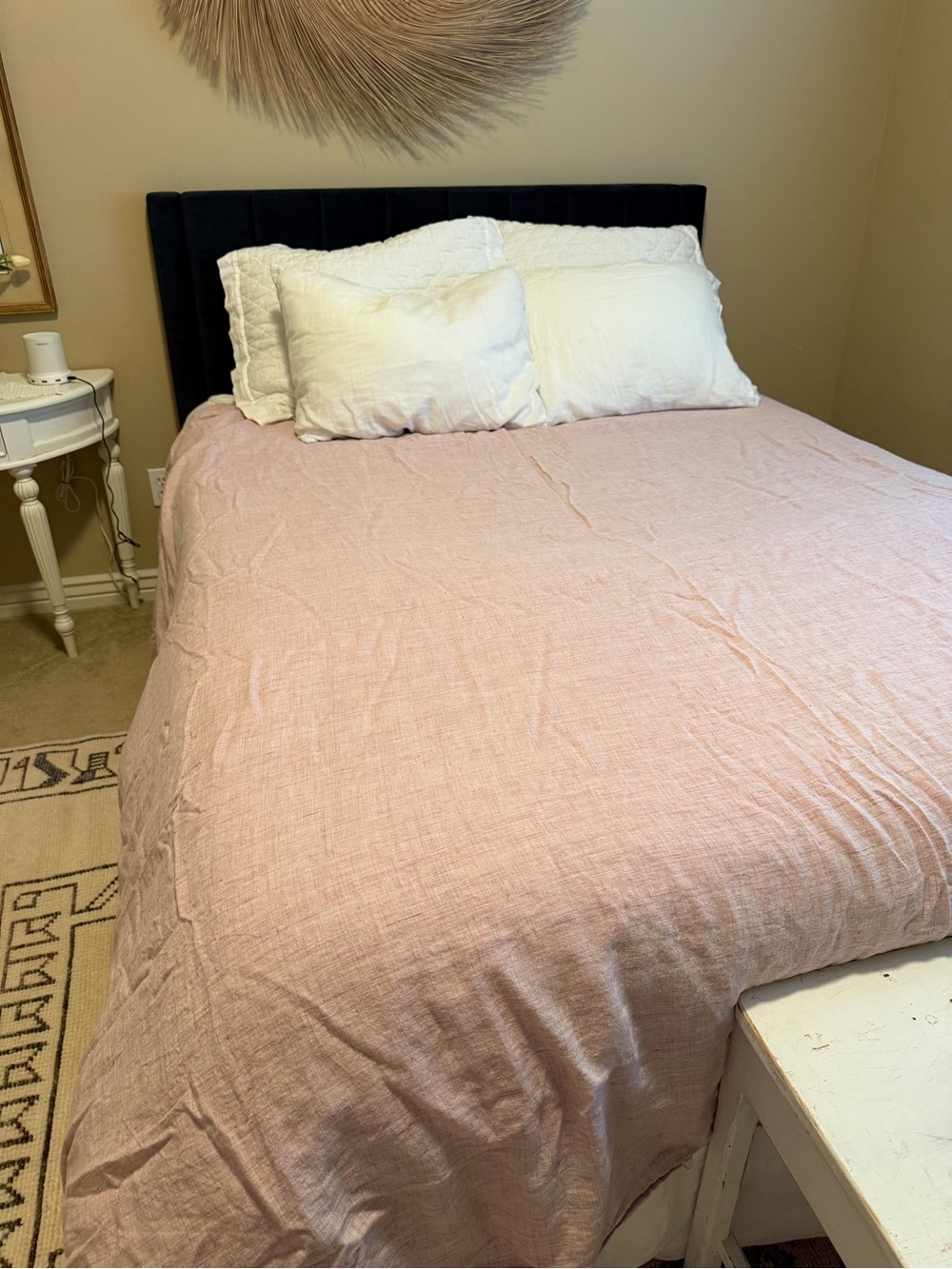 Soft Pink /Raspberry King size 100% Linen West Elm Duvet Cover